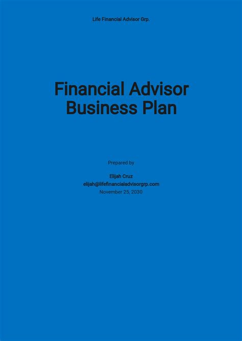 Financial Advisor Business Development Plan at Alex Ansell blog
