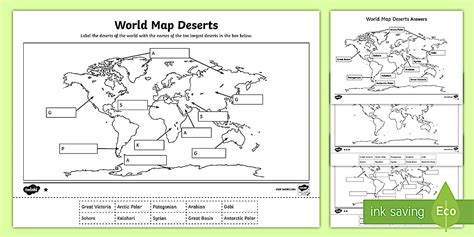 World Map Deserts Labelling Activity | KS2
