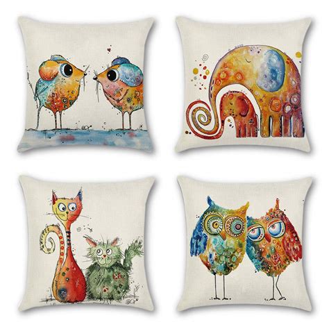 Buy Artscope Set of 4 Throw Pillow Covers 18 x 18 Inches Cushion Cover ...
