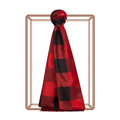 Red Buffalo Checked Silk Scarf | Ipekevi