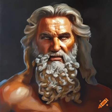 Oil painting of zeus with the essence of powerful actors