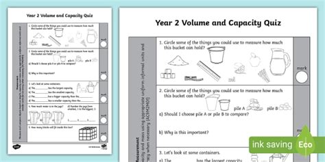 Year 2 Volume and Capacity Assessment Sheet