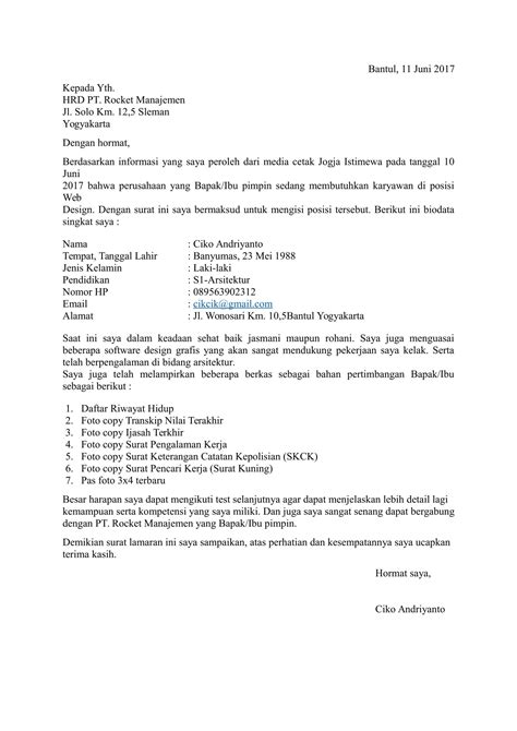 alamat surat lamaran pekerjaan