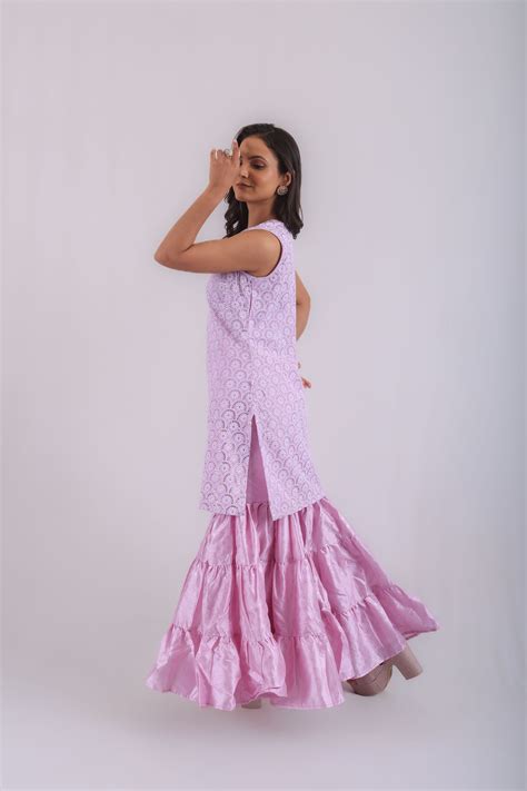 Vedic premium sharara kurta set(Lavender) - Vedicfashion