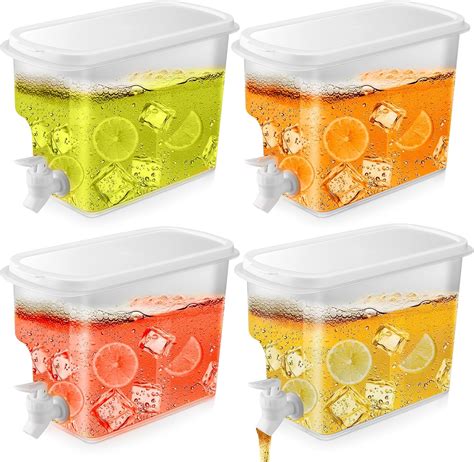 Amazon.com | 4 Pcs 1 Gallon Plastic Drink Dispenser for Fridge with ...