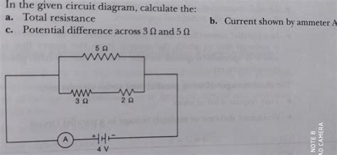 10. In the given circuit diagram, calculate the: a. Total resistance c ...