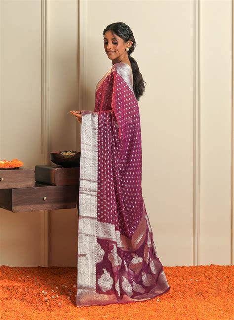 Buy Purple Chiffon Saree - Binal Patel