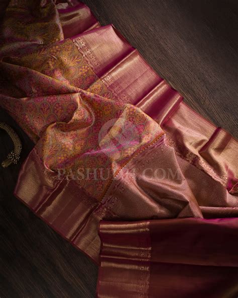 Mehendi Green & Old Rose kanjivaram silk saree-D621(A) – Pashudh Sarees