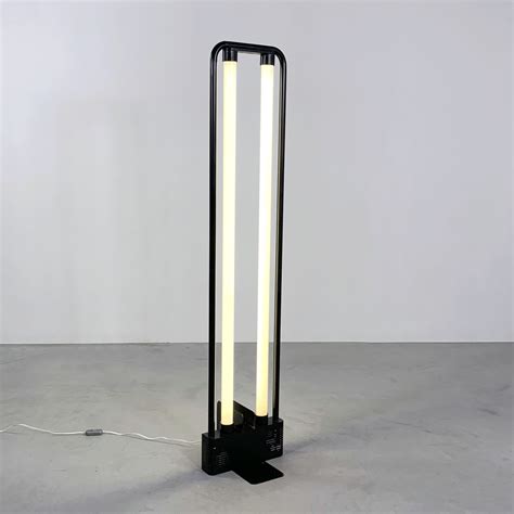 Black Fluorescent Floor Lamp by Gian N. Gigante for Zerbetto, 1980s ...