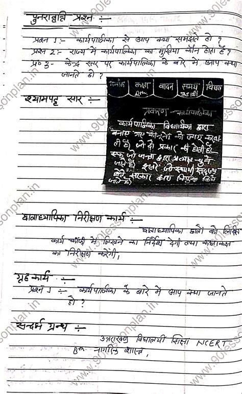 नागरिक शास्त्र पाठ योजना - कार्यपालिका | Civics Lesson Plan