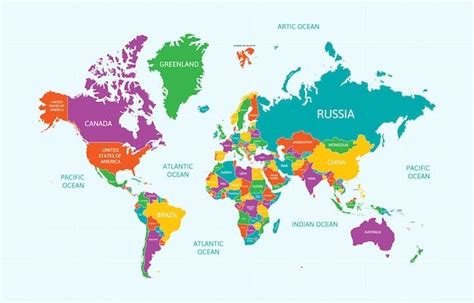 World Map Clear Image with Country Names 的图像结果