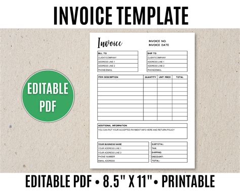 Image result for Free Fillable Printable Invoice Template