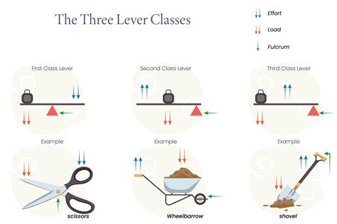 Diagram of Three Lever Classes Illustration Using Scissors, Wheelbarrow ...