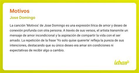 Significado de la canción MOTIVOS (Jose Domingo) - LETRAS.COM