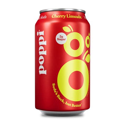 Poppi Cherry Limeade Prebiotic Soda 12 oz Can with Flavor, Sugar Added ...