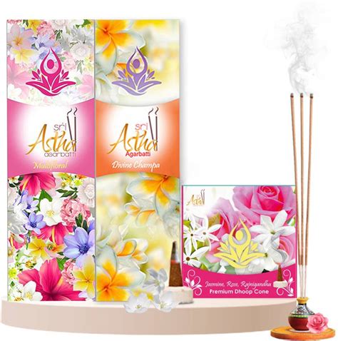Sri Astha Agarbatti Dhoop Pack(Jasmine,Rose,Rajnigandha-30qty)+2 Sticks ...