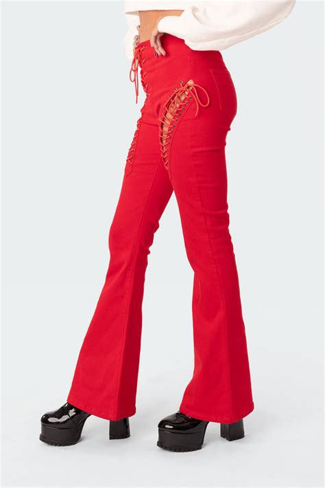 Engine Red Flared Jeans – edikted