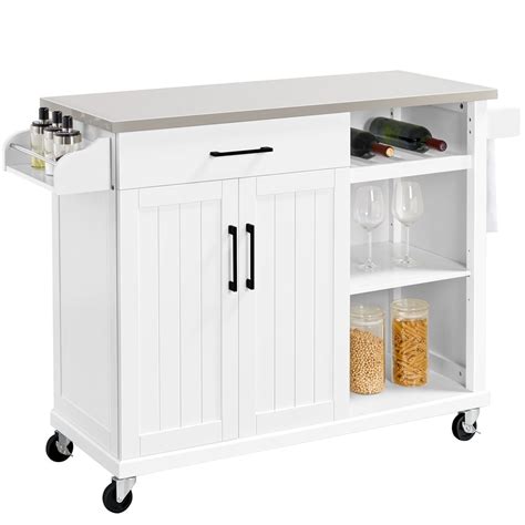Buy Yaheetech Stainless Steel Top Kitchen Island Cart on Wheels with ...