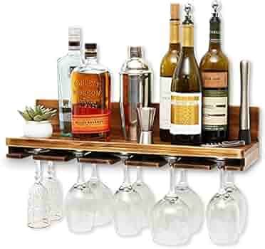 Indigo interiors Rampold Wall Mounted Wine Rack (Shelf) and Glass ...