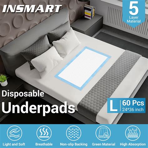 INSMART Bed Pads for Incontinence Disposable 24'' X 36'' , 60 Count ...