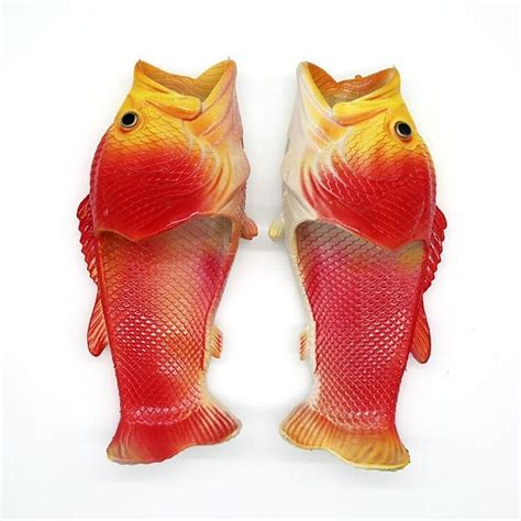 Men's Fish Shaped Slippers - Funny 3D Fish Flip Flops for Men and Women ...