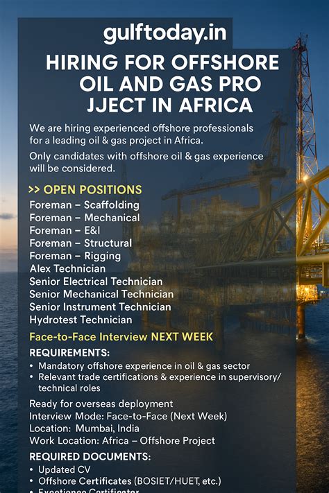 Offshore Oil & Gas Jobs in Africa – Face-to-Face Interviews in Mumbai ...
