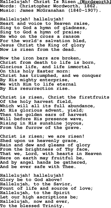 Hallelujah Easter Version Lyrics Printable