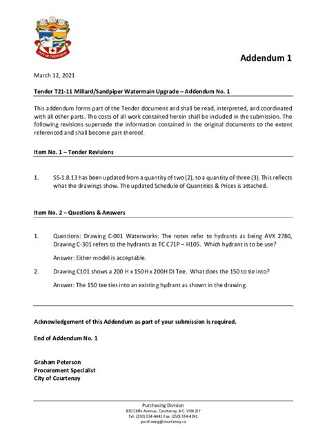 Fillable Online addendum to contract documents Fax Email Print - pdfFiller