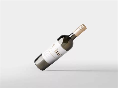 Simple White Wine Bottle Mockup Psd