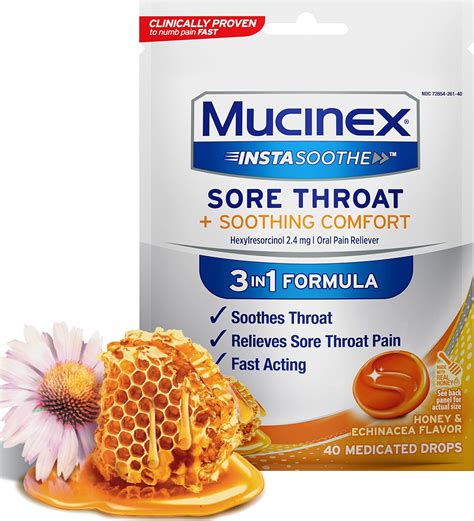 Amazon.com: Mucinex InstaSoothe Sore Throat + Soothing Comfort Honey ...