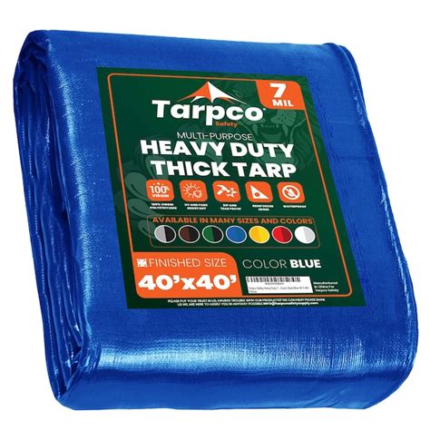Tarpco Safety 40-ft x 40-ft Blue Waterproof Commercial Polyethylene 7 ...
