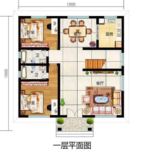 12×10.5m时尚二层农村自建房设计图纸，5室3厅4卫_盖房知识_图纸之家