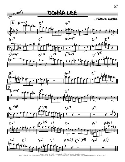 Play Official version of Donna Lee [lead sheet] sheet music by Charlie ...