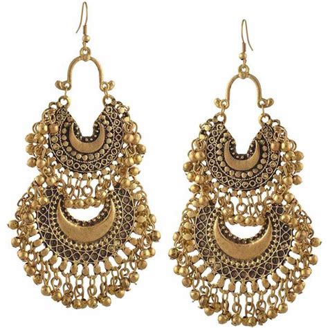 Double Layer Afghani Golden Chandbali Earrings – Vembley