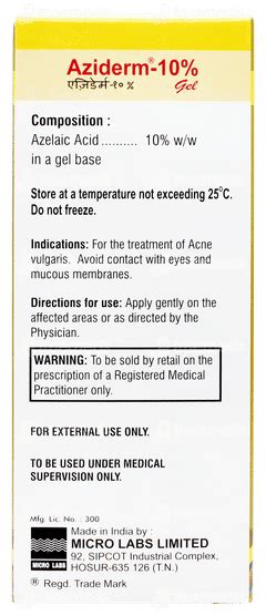 Aziderm 10% Gel 15 GM | Order Aziderm 10 % Gel 15 GM Online at Truemeds