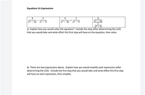 Solved Equations Vs Expressions a) Explain how you would | Chegg.com