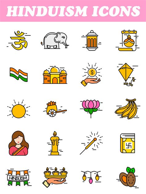 HINDUISM ICONS in FLAT STYLE. 20746210 Vector Art at Vecteezy
