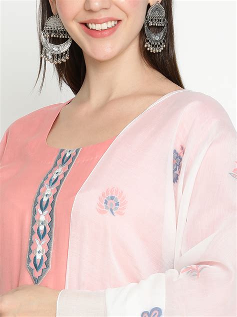 Buy Shingora Pink Floral Yoke Design Stitched Suit Set Online | Shingora