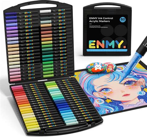 Amazon.com: ENMY 80 Colors Acrylic Paint Markers, Direct Liquid Acrylic ...