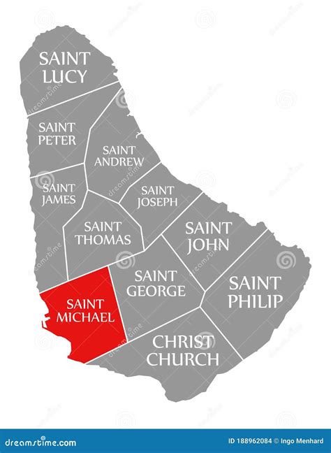 St. Michael Barbados, Parishes Of Barbados Map Vector Illustration ...