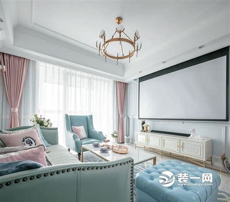 2018客厅淡粉色背景墙效果图-房天下装修效果图