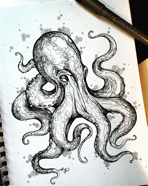 ink drawing octopus