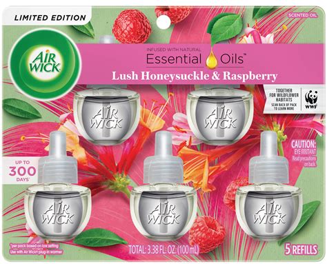 Air Wick Plug in Scented Oil Refill, 5 ct, Lush Honeysuckle and ...