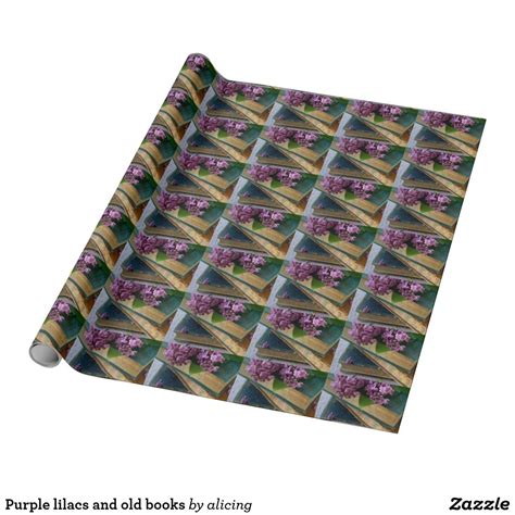 Purple lilacs and old books wrapping paper | Floral wrapping paper ...