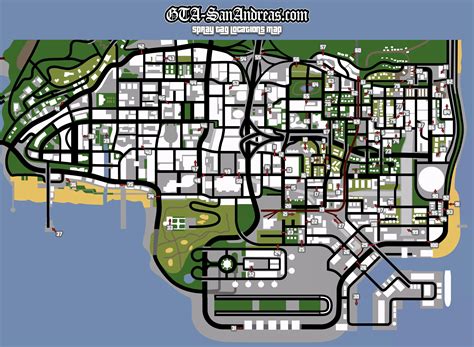 Gta San Andreas 2 Player Map GTA San Andreas Tags Locations In Los