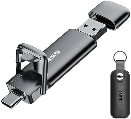 SSK 256GB Dual USB C Flash Drive, 2-in-1 Type C+ USB A 3.2 Gen2 Solid ...