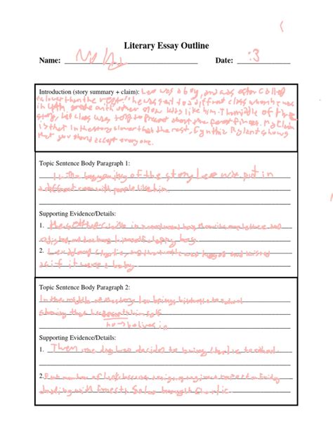 Image result for Literary Research Paper Outline Example