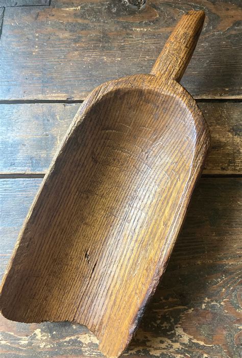 Antique Country Primitive Hand Carved Wooden Grain Scoop