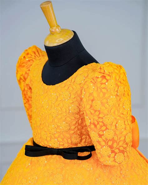 Kids Yellow Gradient Embroidered Gown Online | Embroidered Kids Wear ...