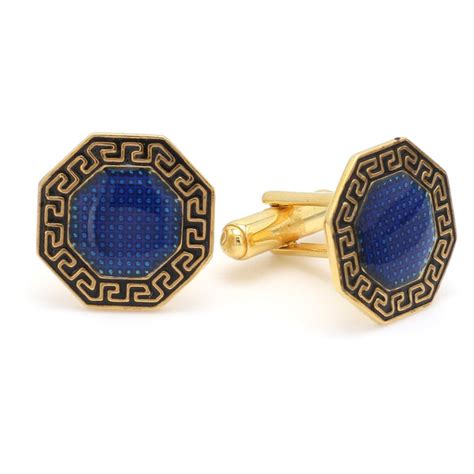 Side 2 View of 925 Silver Cufflinks for Men with Black & Blue Enamel JL ...